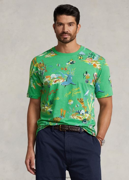 t-shirt polo ours en jersey 46T60T1317 Hommes Ralph Lauren vert