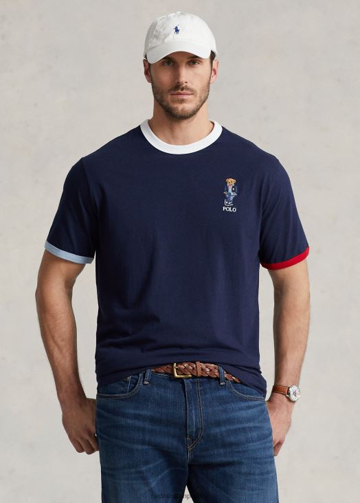 t-shirt polo ours en jersey 46T60T1444 Hommes Ralph Lauren croisière marine rouge