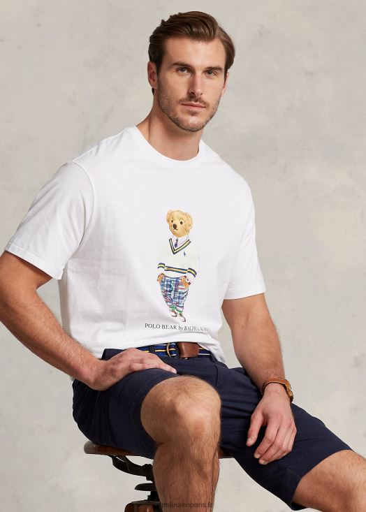 t-shirt polo ours en jersey 46T60T1493 Hommes Ralph Lauren ours preppy blanc