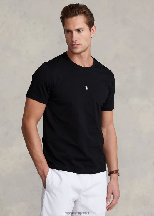 t-shirt ras du cou en jersey coupe slim personnalisé 46T60T459 Hommes Ralph Lauren noir