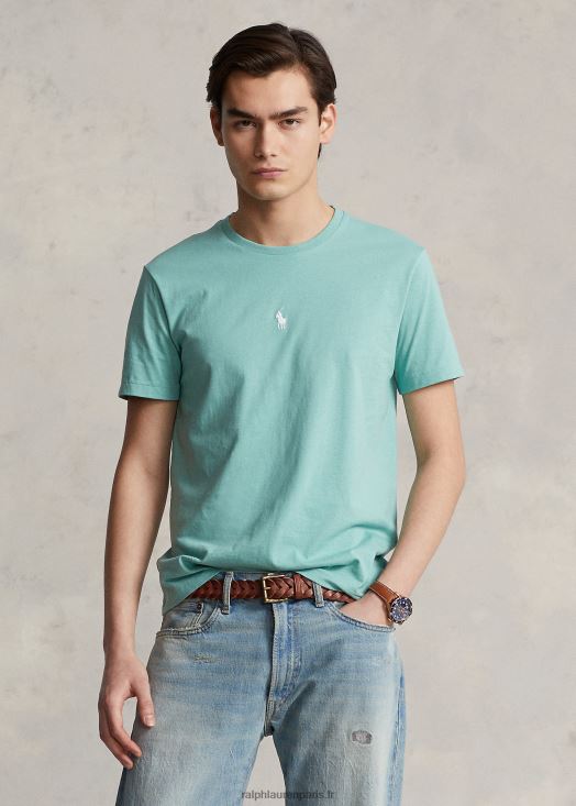 t-shirt ras du cou en jersey coupe slim personnalisé 46T60T461 Hommes Ralph Lauren vert essex