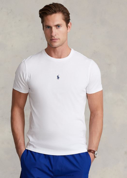 t-shirt ras du cou en jersey coupe slim personnalisé 46T60T463 Hommes Ralph Lauren blanc