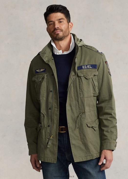 la veste militaire iconique 46T60T1797 Hommes Ralph Lauren montagne/taches d'oliviers