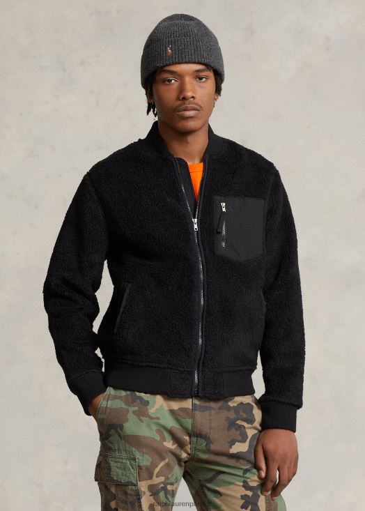 veste bomber en polaire contrecollée 46T60T1208 Hommes Ralph Lauren noir