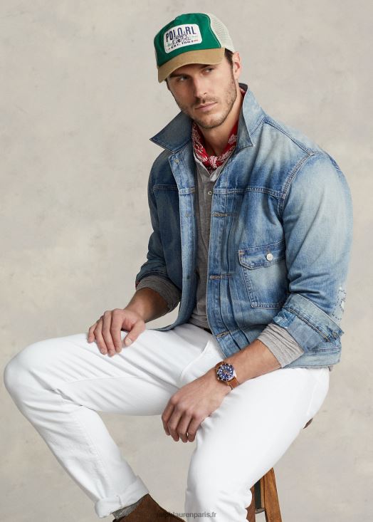 veste camionneur en jean effet vieilli 46T60T1655 Hommes Ralph Lauren bleu
