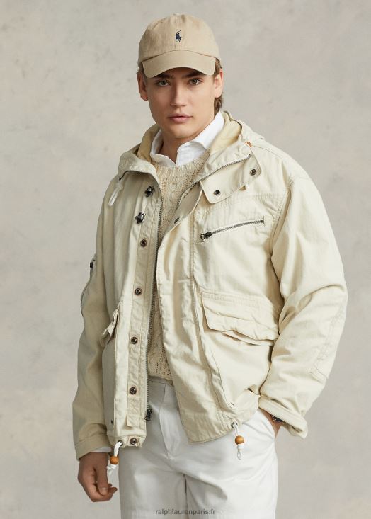 veste à capuche à chevrons 46T60T1258 Hommes Ralph Lauren crème entière