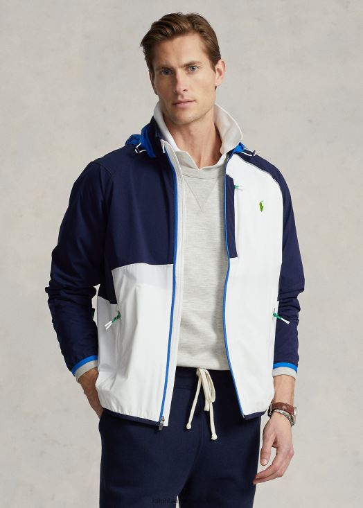 veste à capuche déperlante compressible 46T60T1237 Hommes Ralph Lauren en céramique blanc multi