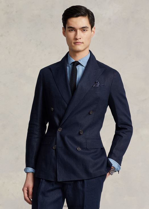 veste de costume polo en lin doux 46T60T1083 Hommes Ralph Lauren bleu marine foncé