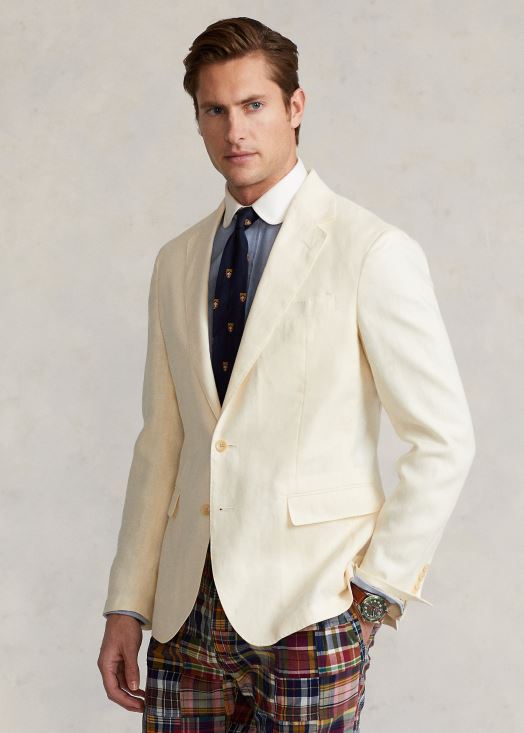 veste de costume polo en lin doux 46T60T749 Hommes Ralph Lauren crème légère