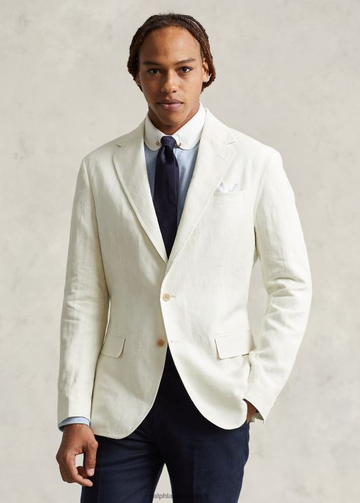veste de costume polo en lin doux 46T60T8457 Hommes Ralph Lauren crème de parchemin