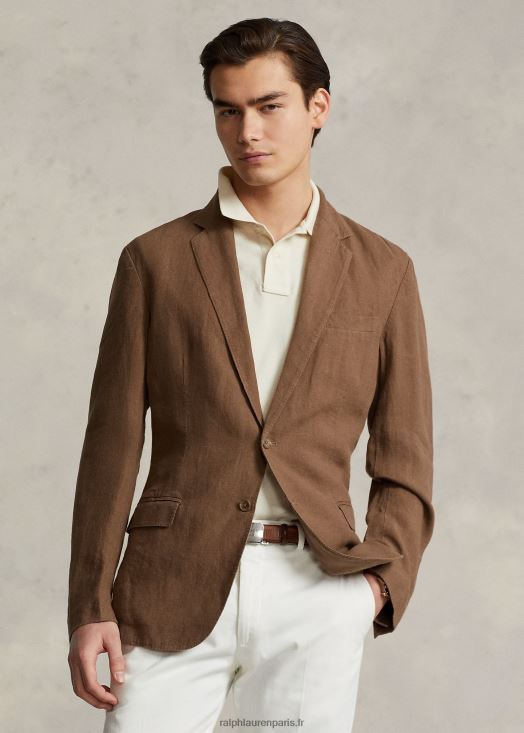 veste de costume polo en lin doux 46T60T8459 Hommes Ralph Lauren bagages marron