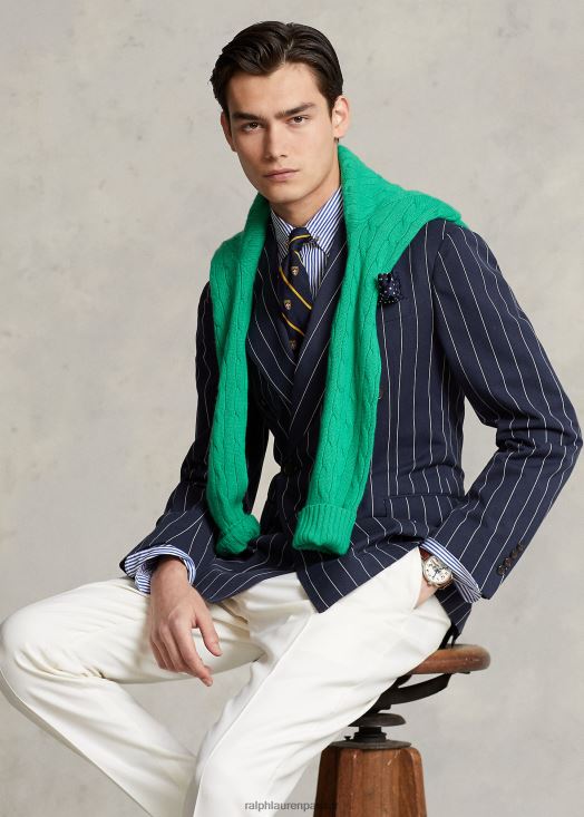 veste de costume polo en sergé doux à rayures 46T60T1217 Hommes Ralph Lauren marine/crème