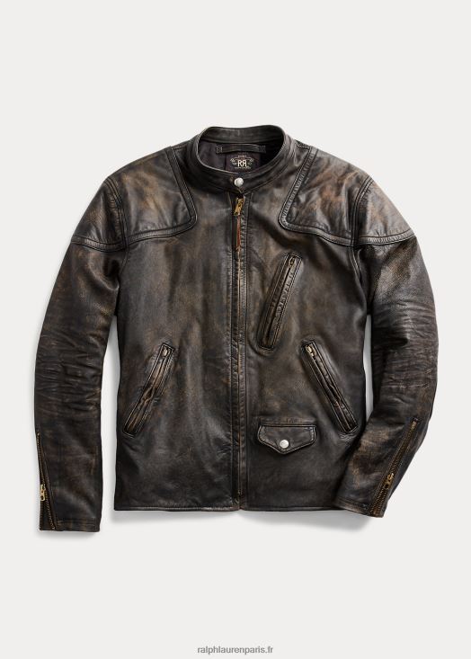 veste de moto en cuir coupe slim 46T60T1759 Hommes Ralph Lauren noir
