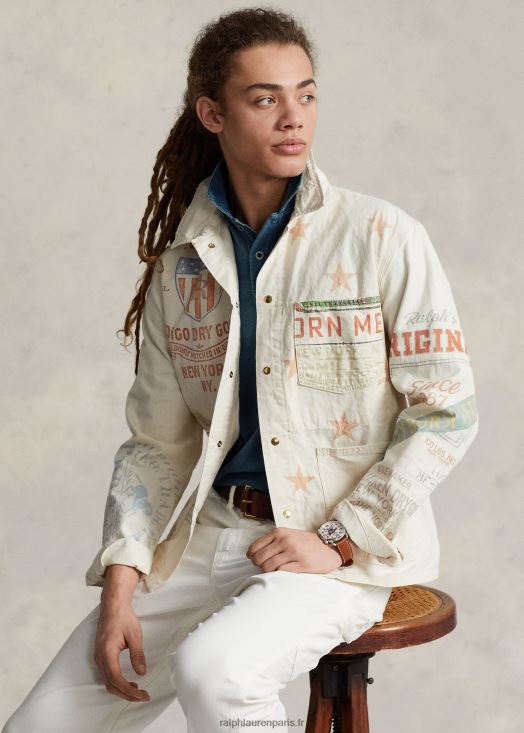 veste de peintre graphique en jean 46T60T852 Hommes Ralph Lauren chèvrefeuille