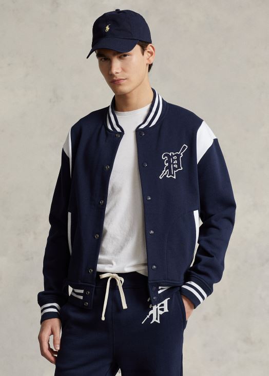 veste en polaire 46T60T1059 Hommes Ralph Lauren croisière marine/blanc