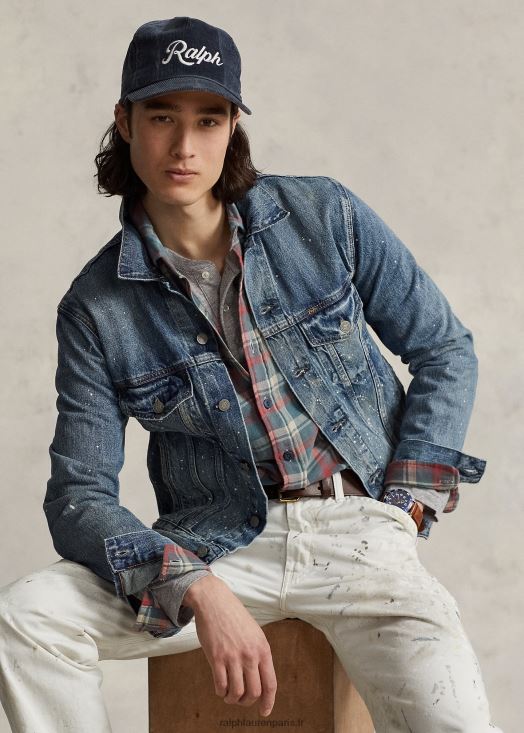 veste trucker en denim à éclaboussures de peinture 46T60T105 Hommes Ralph Lauren Rodwell