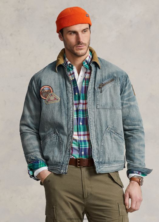 veste zippée en jean 46T60T1805 Hommes Ralph Lauren lavage jaanai