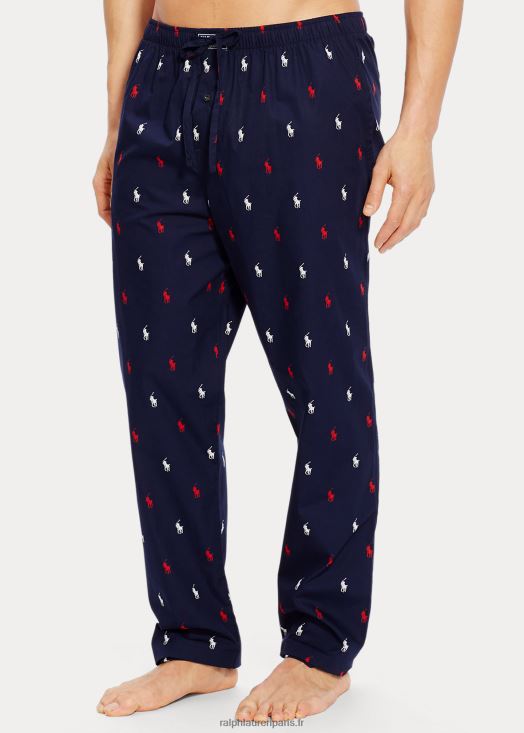 pantalon de nuit poney intégral 46T60T1209 Hommes Ralph Lauren marine/rouge et blanc