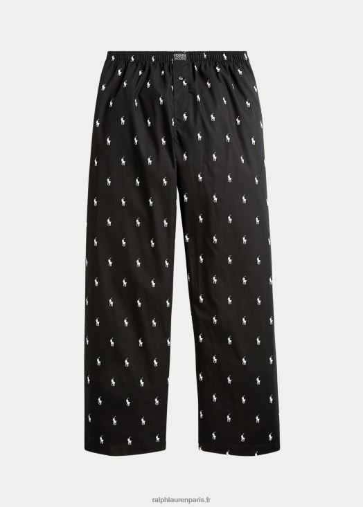 pantalon de nuit poney intégral 46T60T1677 Hommes Ralph Lauren noir blanc
