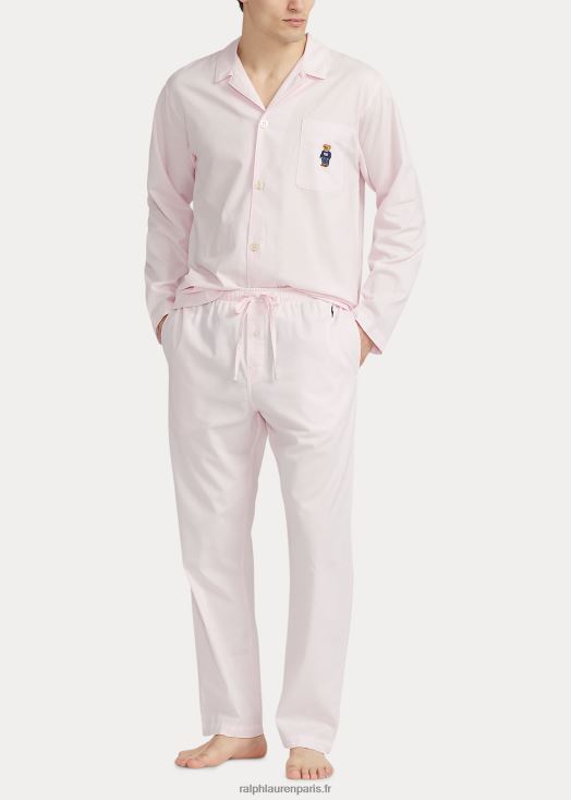 pantalon de pyjama en coton oxford 46T60T8570 Hommes Ralph Lauren oxford rose/bleu marine croisière