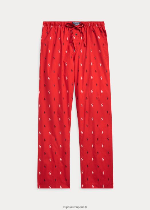 pantalon de pyjama en coton tissé 46T60T1170 Hommes Ralph Lauren rouge/marine/blanc