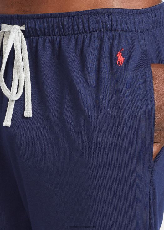 pantalon de pyjama en jersey de coton mélangé 46T60T230 Hommes Ralph Lauren bleu marine/andover chiné/rouge