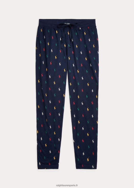 pantalon de pyjama en jersey poney signature 46T60T1051 Hommes Ralph Lauren bleu marine/vert/rouge/jaune