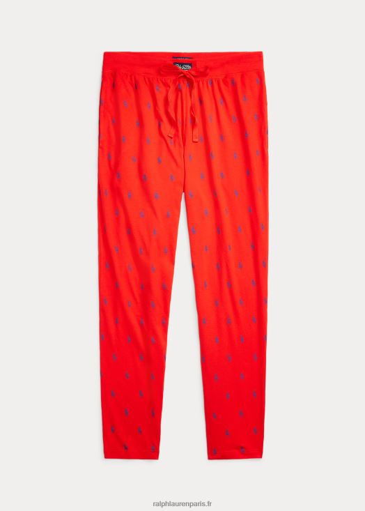 pantalon de pyjama en jersey poney signature 46T60T1052 Hommes Ralph Lauren coquelicot brillant/rugby royal