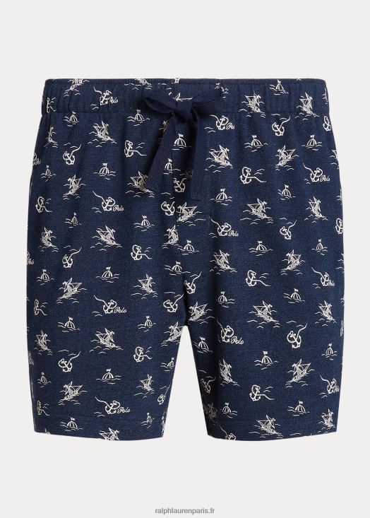 short de nuit 6 pouces en tricot piqué 46T60T8573 Hommes Ralph Lauren impression d'ancre vintage