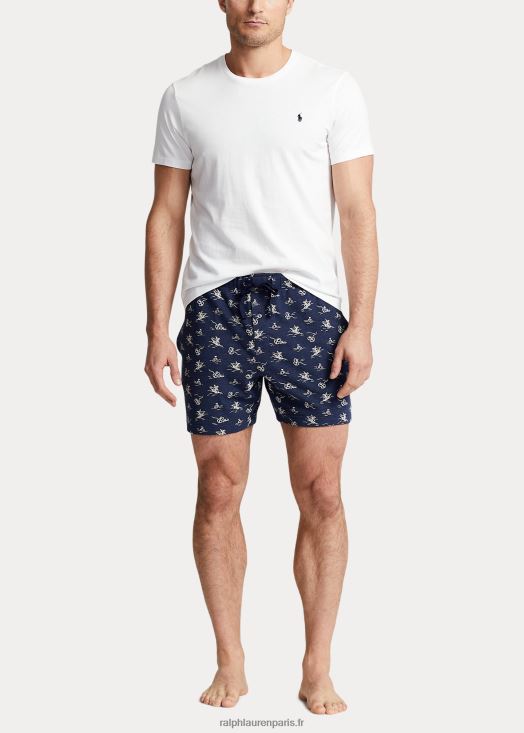 short de nuit 6 pouces en tricot piqué 46T60T8573 Hommes Ralph Lauren impression d'ancre vintage