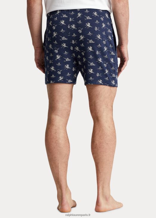 short de nuit 6 pouces en tricot piqué 46T60T8573 Hommes Ralph Lauren impression d'ancre vintage