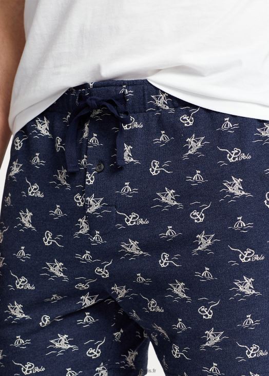 short de nuit 6 pouces en tricot piqué 46T60T8573 Hommes Ralph Lauren impression d'ancre vintage