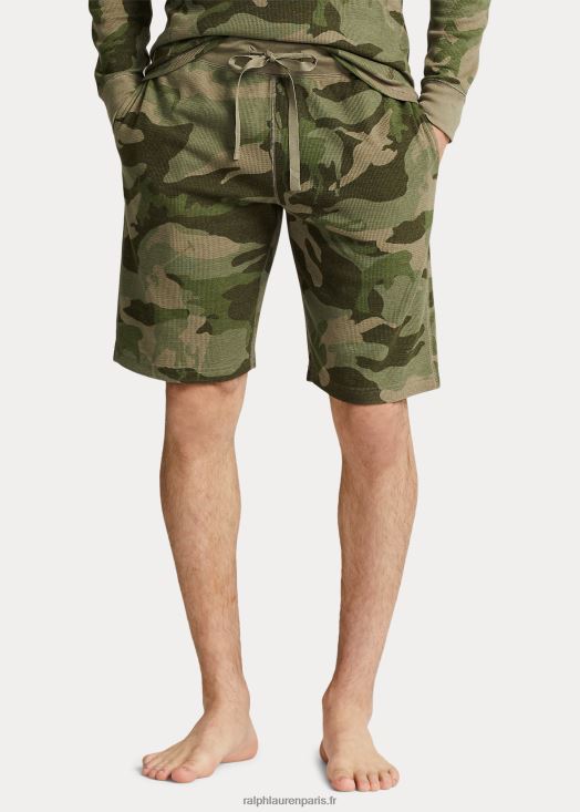 short de nuit en maille gaufrée 46T60T325 Hommes Ralph Lauren camouflage joueur olive