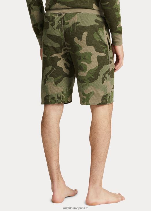 short de nuit en maille gaufrée 46T60T325 Hommes Ralph Lauren camouflage joueur olive