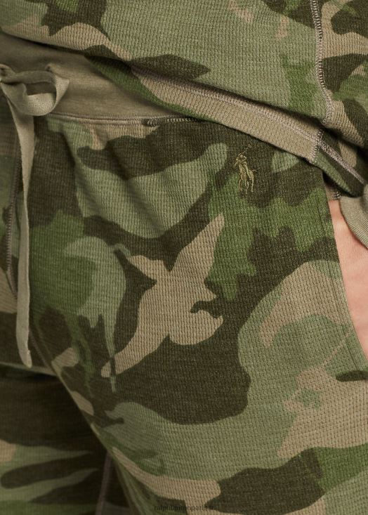 short de nuit en maille gaufrée 46T60T325 Hommes Ralph Lauren camouflage joueur olive